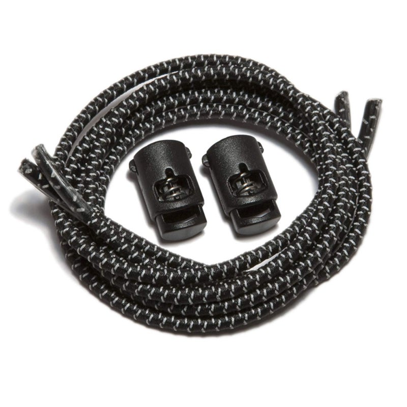 IBUNGEE LACES (Elastic No Tie Shoelaces (Reflective), (Black, 22-Inch) - Image 1